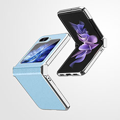 Funda Bumper Lujo Cuero y Plastico Mate Carcasa ZL1 para Samsung Galaxy Z Flip5 5G Azul