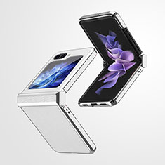 Funda Bumper Lujo Cuero y Plastico Mate Carcasa ZL1 para Samsung Galaxy Z Flip5 5G Plata