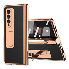 Funda Bumper Lujo Cuero y Plastico Mate Carcasa ZL1 para Samsung Galaxy Z Fold4 5G Negro