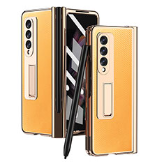 Funda Bumper Lujo Cuero y Plastico Mate Carcasa ZL3 para Samsung Galaxy Z Fold3 5G Oro