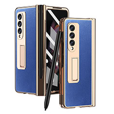Funda Bumper Lujo Cuero y Plastico Mate Carcasa ZL3 para Samsung Galaxy Z Fold4 5G Azul