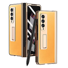 Funda Bumper Lujo Cuero y Plastico Mate Carcasa ZL3 para Samsung Galaxy Z Fold4 5G Oro