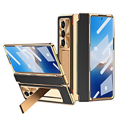 Funda Bumper Lujo Cuero y Plastico Mate Carcasa ZL4 para Huawei Honor Magic Vs2 5G Oro y Negro