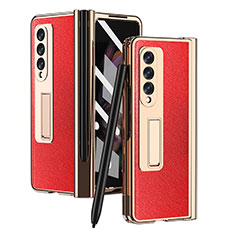 Funda Bumper Lujo Cuero y Plastico Mate Carcasa ZL5 para Samsung Galaxy Z Fold3 5G Rojo