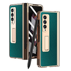 Funda Bumper Lujo Cuero y Plastico Mate Carcasa ZL5 para Samsung Galaxy Z Fold4 5G Verde