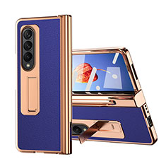 Funda Bumper Lujo Cuero y Plastico Mate Carcasa ZL6 para Samsung Galaxy Z Fold3 5G Azul