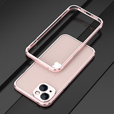 Funda Bumper Lujo Marco de Aluminio Carcasa A01 para Apple iPhone 13 Mini Oro Rosa