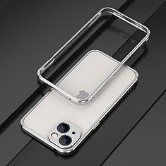 Funda Bumper Lujo Marco de Aluminio Carcasa A01 para Apple iPhone 13 Plata