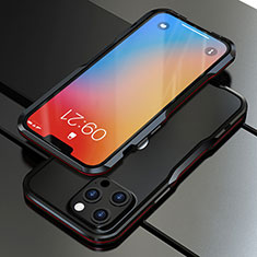 Funda Bumper Lujo Marco de Aluminio Carcasa A01 para Apple iPhone 13 Pro Max Rojo y Negro