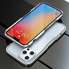 Funda Bumper Lujo Marco de Aluminio Carcasa A01 para Apple iPhone 13 Pro Plata