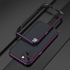 Funda Bumper Lujo Marco de Aluminio Carcasa A01 para Apple iPhone 14 Morado