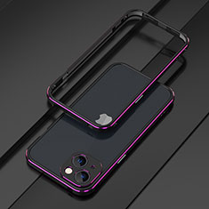 Funda Bumper Lujo Marco de Aluminio Carcasa A01 para Apple iPhone 14 Plus Morado