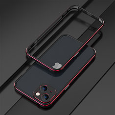 Funda Bumper Lujo Marco de Aluminio Carcasa A01 para Apple iPhone 14 Plus Rojo y Negro