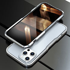 Funda Bumper Lujo Marco de Aluminio Carcasa A01 para Apple iPhone 14 Pro Plata