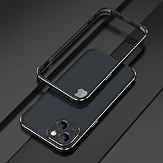 Funda Bumper Lujo Marco de Aluminio Carcasa A01 para Apple iPhone 15 Plus Plata y Negro
