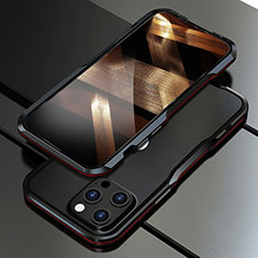 Funda Bumper Lujo Marco de Aluminio Carcasa A01 para Apple iPhone 15 Pro Max Rojo y Negro