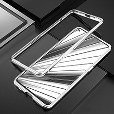 Funda Bumper Lujo Marco de Aluminio Carcasa A01 para Oppo Find X2 Neo Plata