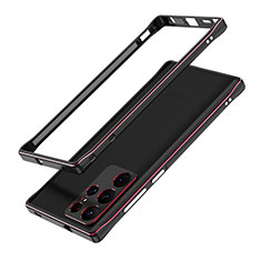 Funda Bumper Lujo Marco de Aluminio Carcasa A01 para Samsung Galaxy S23 Ultra 5G Rojo y Negro