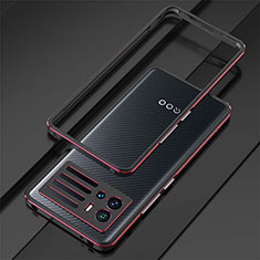 Funda Bumper Lujo Marco de Aluminio Carcasa A01 para Vivo iQOO 9 5G Rojo y Negro