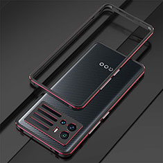 Funda Bumper Lujo Marco de Aluminio Carcasa A01 para Vivo iQOO 9 Pro 5G Rojo y Negro