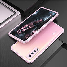 Funda Bumper Lujo Marco de Aluminio Carcasa A01 para Vivo X50 5G Rosa