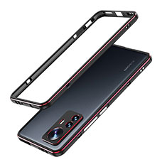 Funda Bumper Lujo Marco de Aluminio Carcasa A01 para Xiaomi Mi 12S 5G Rojo y Negro