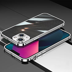 Funda Bumper Lujo Marco de Aluminio Carcasa A02 para Apple iPhone 13 Plata