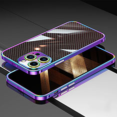 Funda Bumper Lujo Marco de Aluminio Carcasa A02 para Apple iPhone 14 Pro Azul