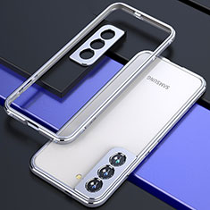 Funda Bumper Lujo Marco de Aluminio Carcasa A02 para Samsung Galaxy S21 Plus 5G Plata