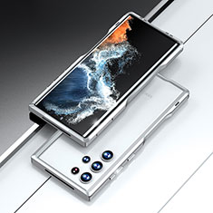 Funda Bumper Lujo Marco de Aluminio Carcasa A02 para Samsung Galaxy S21 Ultra 5G Plata