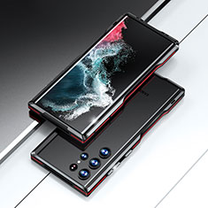 Funda Bumper Lujo Marco de Aluminio Carcasa A02 para Samsung Galaxy S23 Ultra 5G Rojo y Negro