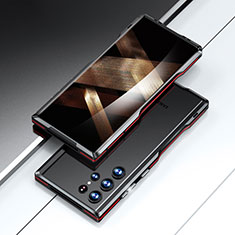 Funda Bumper Lujo Marco de Aluminio Carcasa A02 para Samsung Galaxy S24 Ultra 5G Rojo y Negro