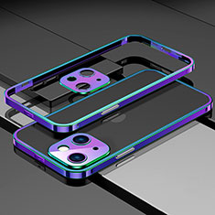 Funda Bumper Lujo Marco de Aluminio Carcasa A03 para Apple iPhone 13 Mini Azul