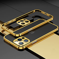 Funda Bumper Lujo Marco de Aluminio Carcasa A03 para Apple iPhone 13 Pro Max Oro