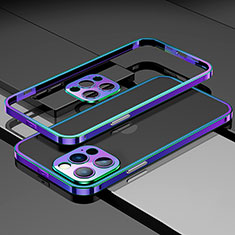 Funda Bumper Lujo Marco de Aluminio Carcasa A03 para Apple iPhone 14 Pro Azul
