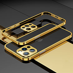 Funda Bumper Lujo Marco de Aluminio Carcasa A03 para Apple iPhone 14 Pro Max Oro