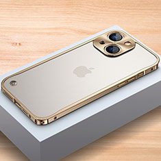 Funda Bumper Lujo Marco de Aluminio Carcasa A04 para Apple iPhone 14 Oro
