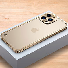 Funda Bumper Lujo Marco de Aluminio Carcasa A04 para Apple iPhone 14 Pro Max Oro