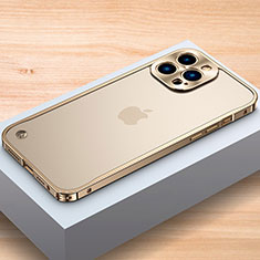 Funda Bumper Lujo Marco de Aluminio Carcasa A04 para Apple iPhone 15 Pro Max Oro