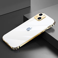 Funda Bumper Lujo Marco de Aluminio Carcasa A06 para Apple iPhone 13 Mini Oro
