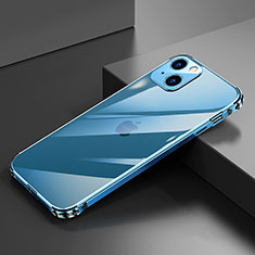 Funda Bumper Lujo Marco de Aluminio Carcasa A06 para Apple iPhone 14 Plus Azul