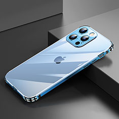 Funda Bumper Lujo Marco de Aluminio Carcasa A06 para Apple iPhone 14 Pro Azul