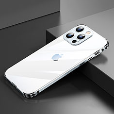 Funda Bumper Lujo Marco de Aluminio Carcasa A06 para Apple iPhone 15 Pro Max Plata
