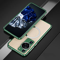 Funda Bumper Lujo Marco de Aluminio Carcasa con Mag-Safe Magnetic para Huawei P60 Pro Verde