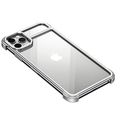 Funda Bumper Lujo Marco de Aluminio Carcasa F01 para Apple iPhone 11 Pro Plata