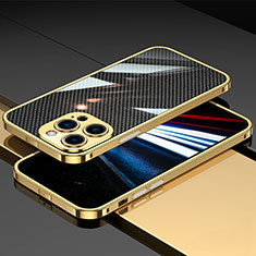 Funda Bumper Lujo Marco de Aluminio Carcasa JL1 para Apple iPhone 14 Pro Oro