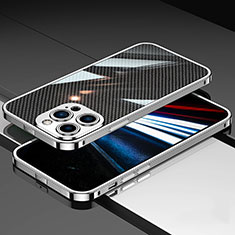 Funda Bumper Lujo Marco de Aluminio Carcasa JL1 para Apple iPhone 14 Pro Plata