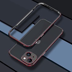 Funda Bumper Lujo Marco de Aluminio Carcasa JZ1 para Apple iPhone 13 Rojo y Negro