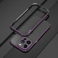 Funda Bumper Lujo Marco de Aluminio Carcasa JZ1 para Apple iPhone 14 Pro Morado