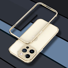 Funda Bumper Lujo Marco de Aluminio Carcasa JZ1 para Apple iPhone 15 Pro Max Oro